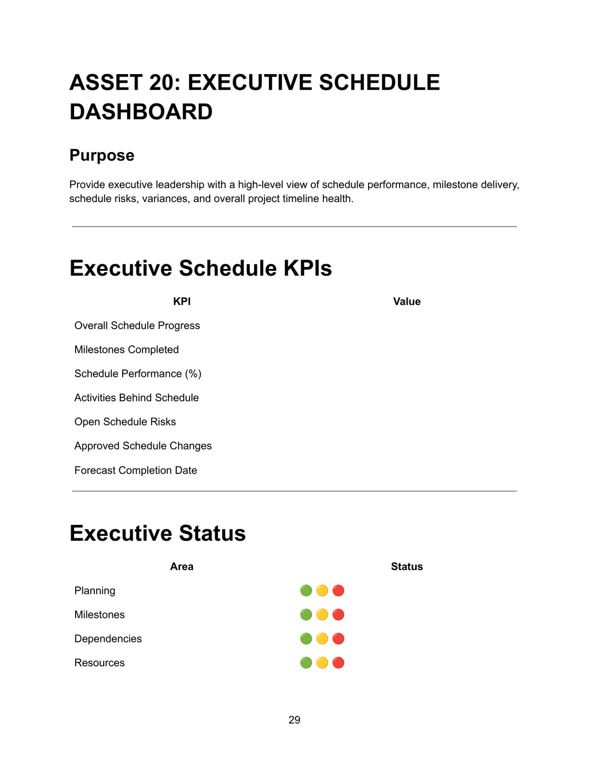 Asset 8 Critical Path Analysis Worksheet showing critical path activities table with columns for activity, duration, float, critical yes or no, and owner, critical path risks section, and prepared by field
