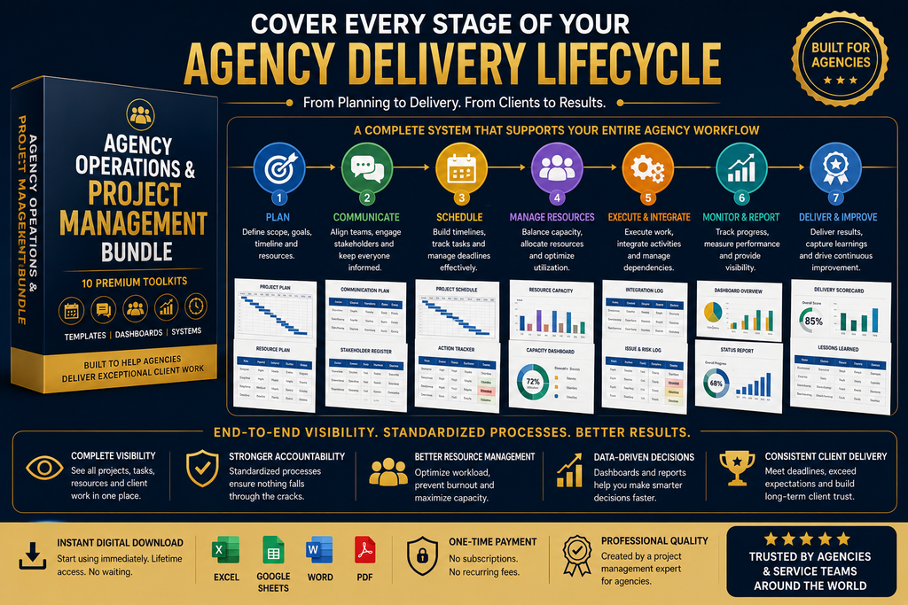 Agency Operations & Project Management Bundle | Templates, Dashboards & Delivery Systems