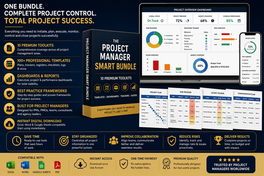 Project Manager Starter Bundle | Templates, Dashboards & Project Management Essentials