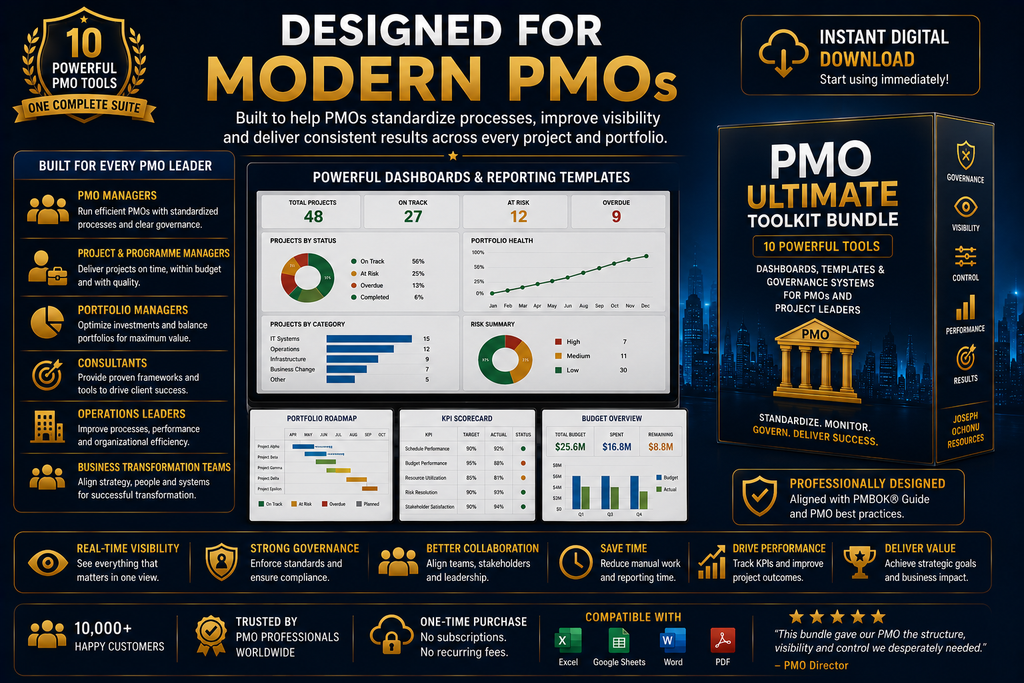 PMO Ultimate Toolkit Bundle | Dashboards, Templates & Governance Systems