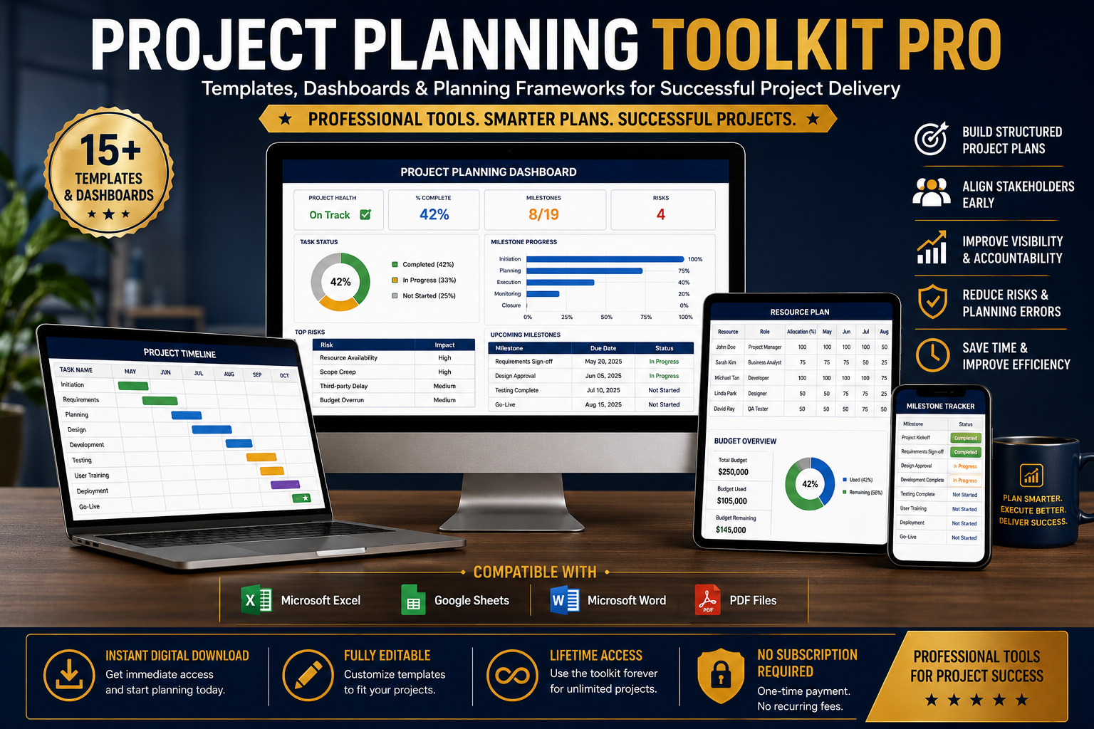 Project Planning Toolkit Pro – Dashboards & Planning Frameworks for Project Managers