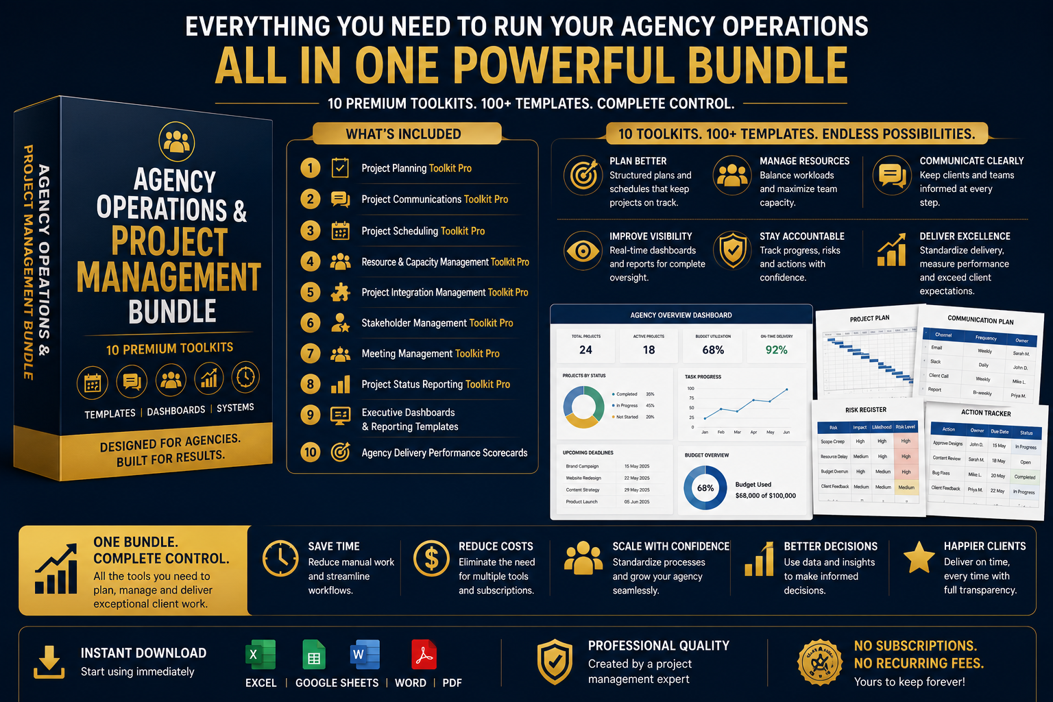 Agency Operations & Project Management Bundle | Templates, Dashboards & Delivery Systems