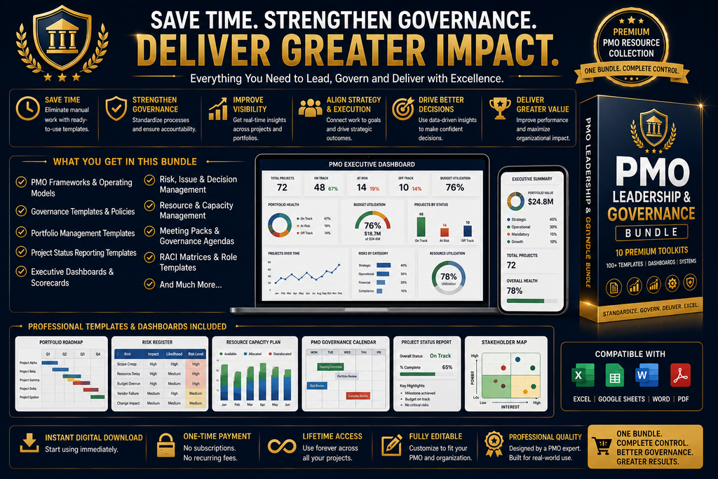 PMO Leadership & Governance Bundle | Templates, Dashboards & PMO Management Systems
