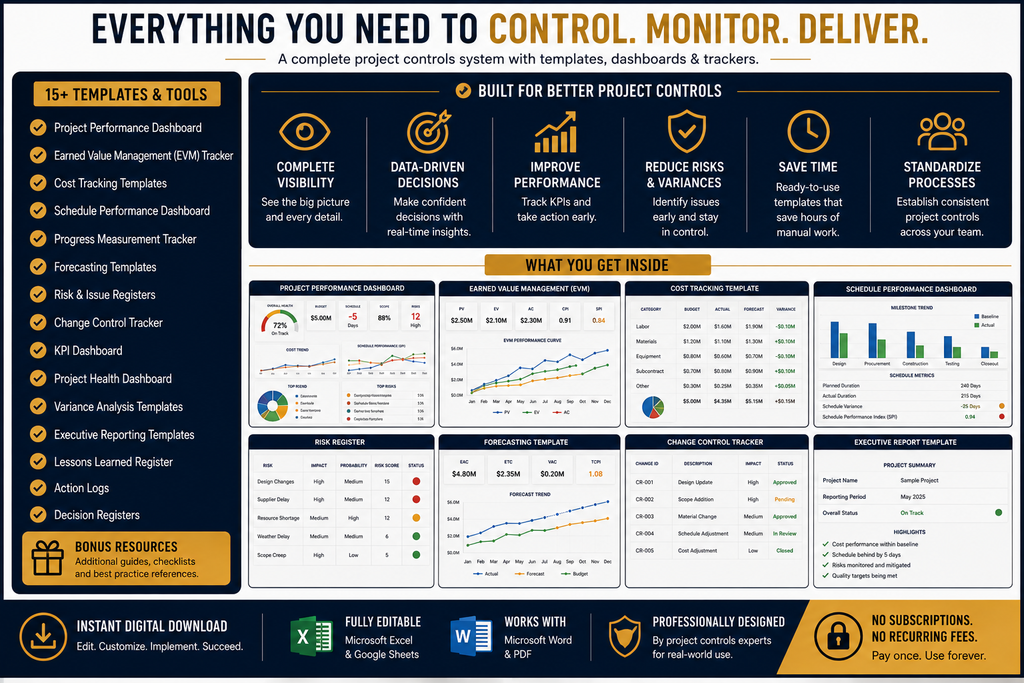 Project Controls Toolkit Pro | Templates, Dashboards & Performance Tracking System