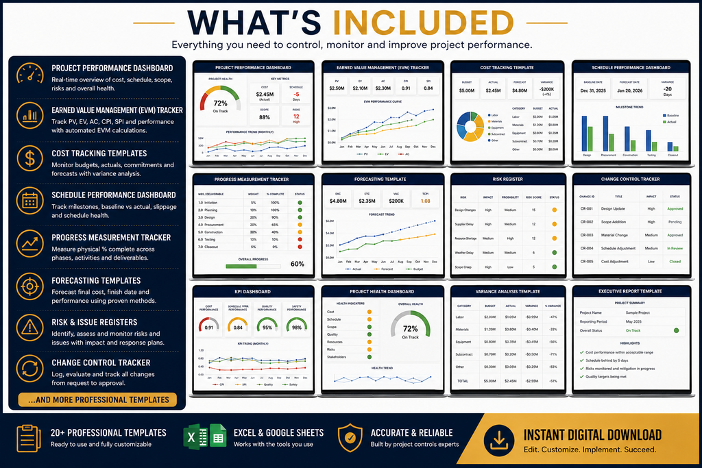 Project Controls Toolkit Pro | Templates, Dashboards & Performance Tracking System