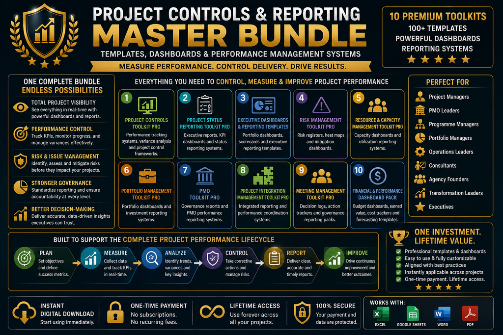 Project Controls & Reporting Master Bundle | Templates, Dashboards & Performance Management Systems