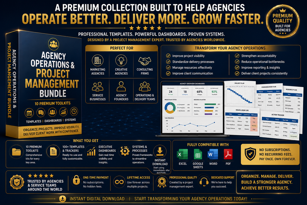 Agency Operations & Project Management Bundle | Templates, Dashboards & Delivery Systems