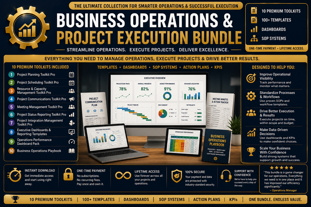 Business Operations & Project Execution Bundle | Templates, Dashboards & Operational Excellence Systems