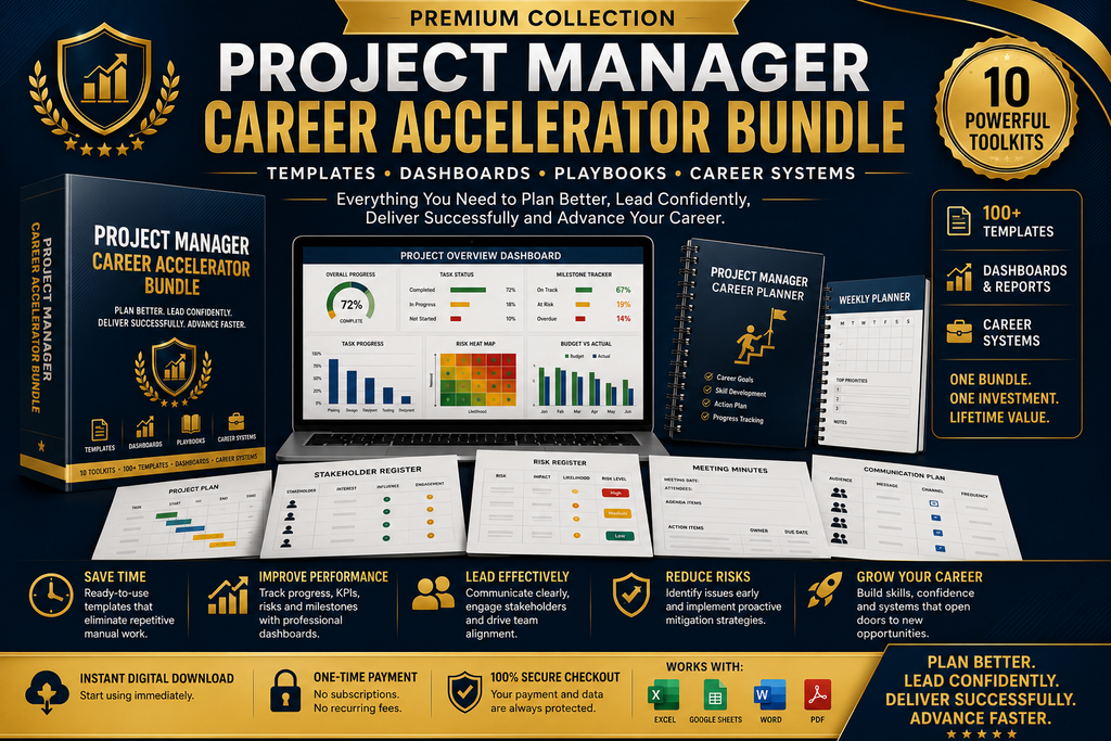 Project Manager Career Accelerator Bundle | Templates, Dashboards & Career Systems