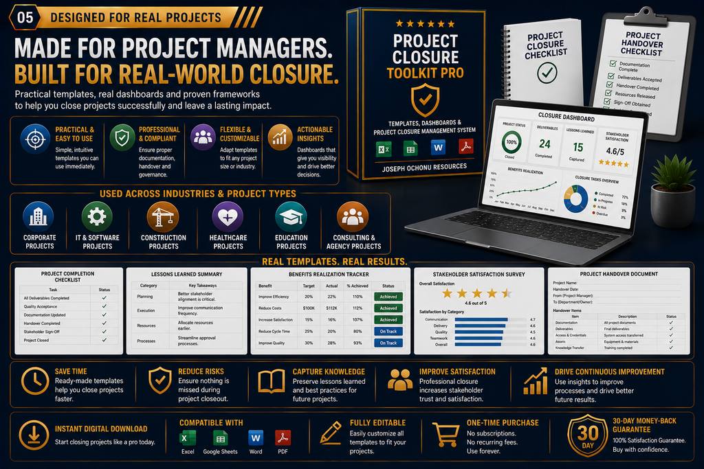 Project Closure Toolkit Pro | Templates, Dashboards & Project Closure Management System