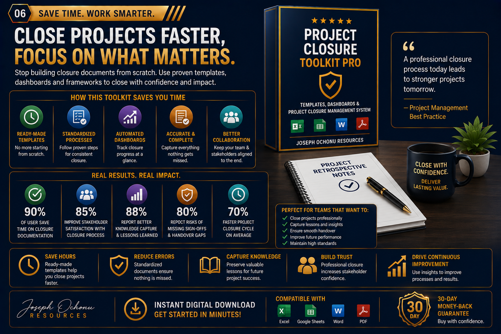 Project Closure Toolkit Pro | Templates, Dashboards & Project Closure Management System