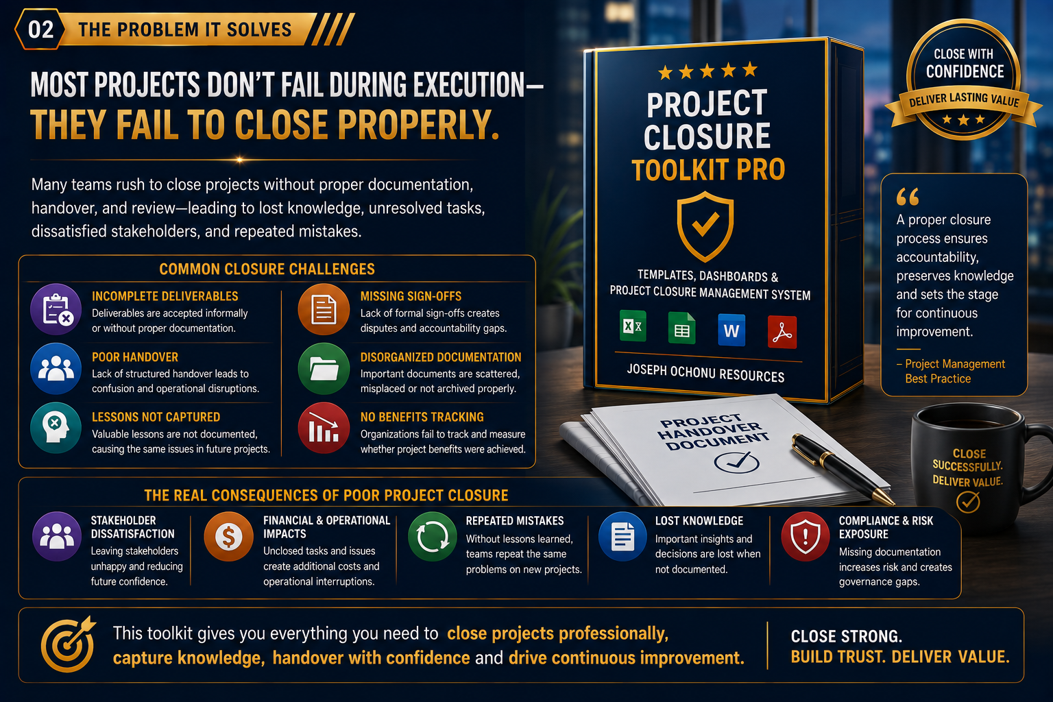 Project Closure Toolkit Pro | Templates, Dashboards & Project Closure Management System