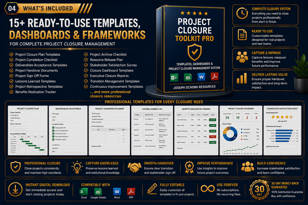 Project Closure Toolkit Pro | Templates, Dashboards & Project Closure Management System