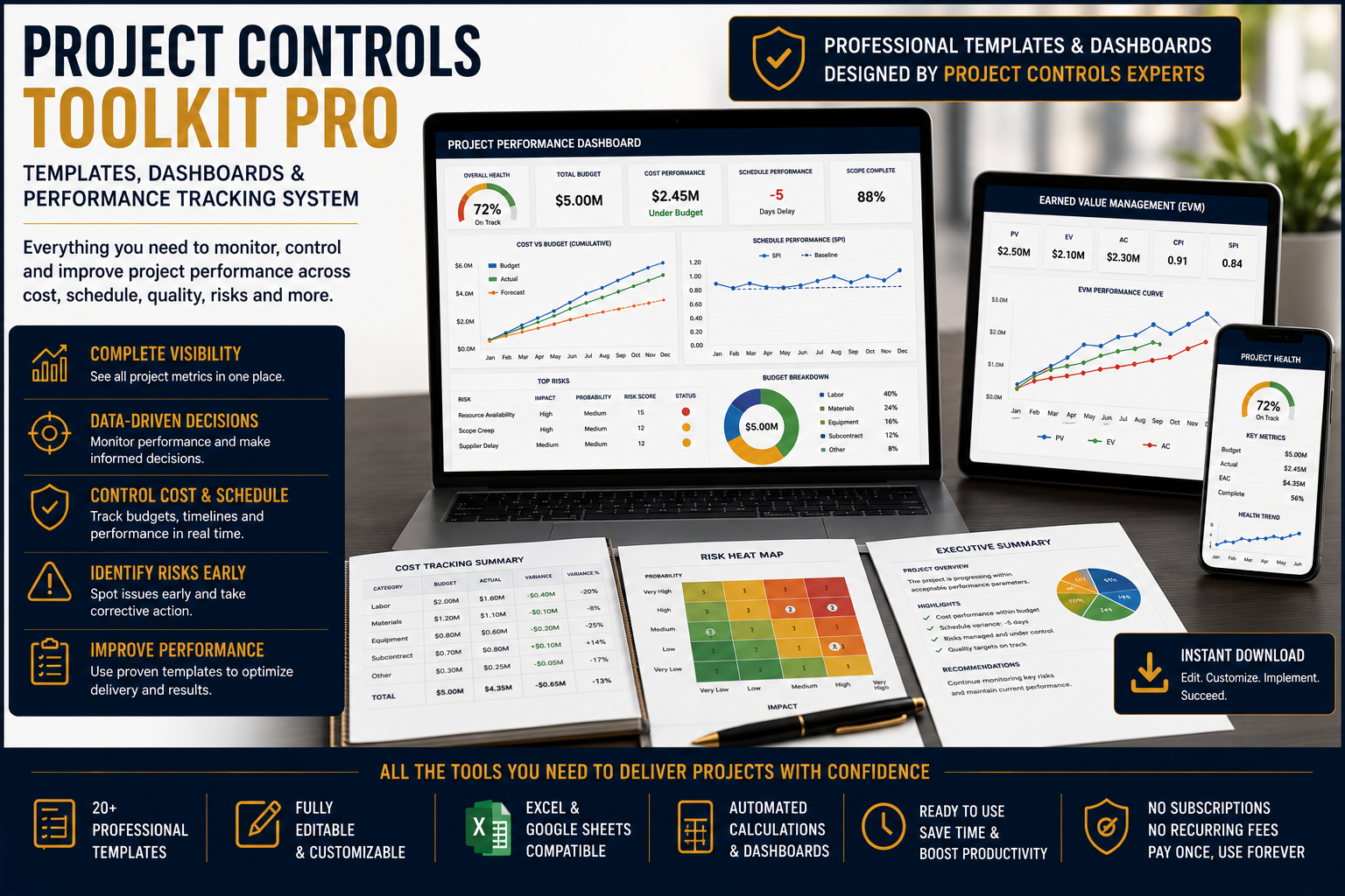 Project Controls Toolkit Pro | Templates, Dashboards & Performance Tracking System