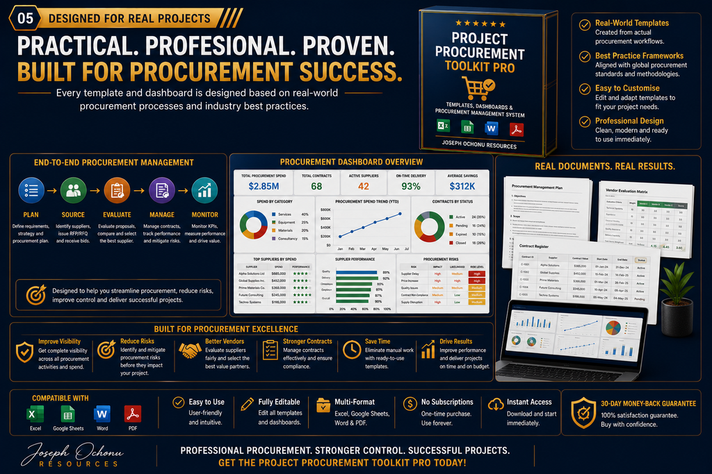 Procurement & Vendor Management Toolkit Pro | Templates, Dashboards & Procurement Management System