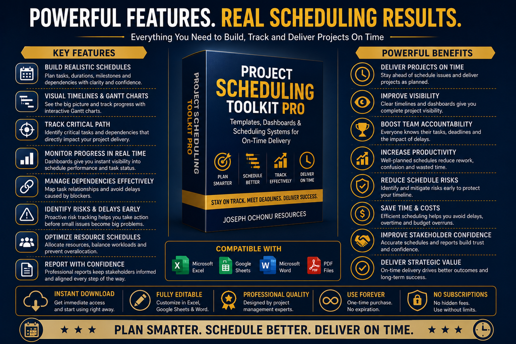 Project Scheduling Toolkit Pro | Templates, Dashboards & Scheduling Systems