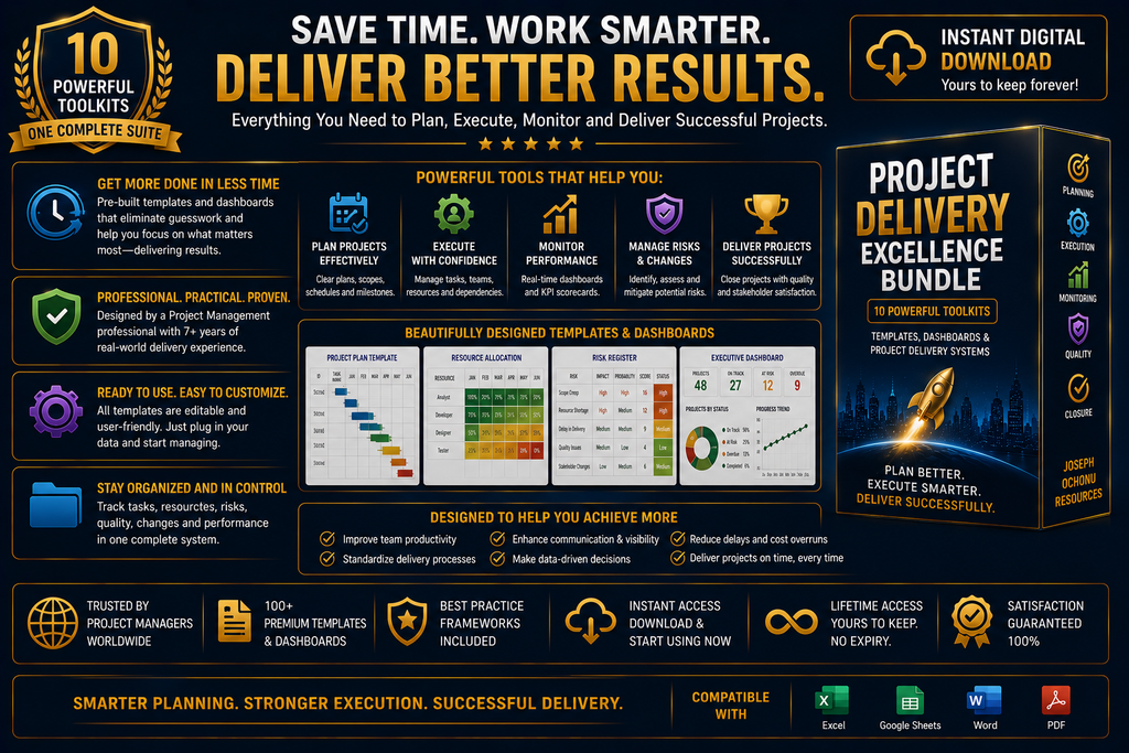 Project Delivery Excellence Bundle | Templates, Dashboards & Project Delivery Systems