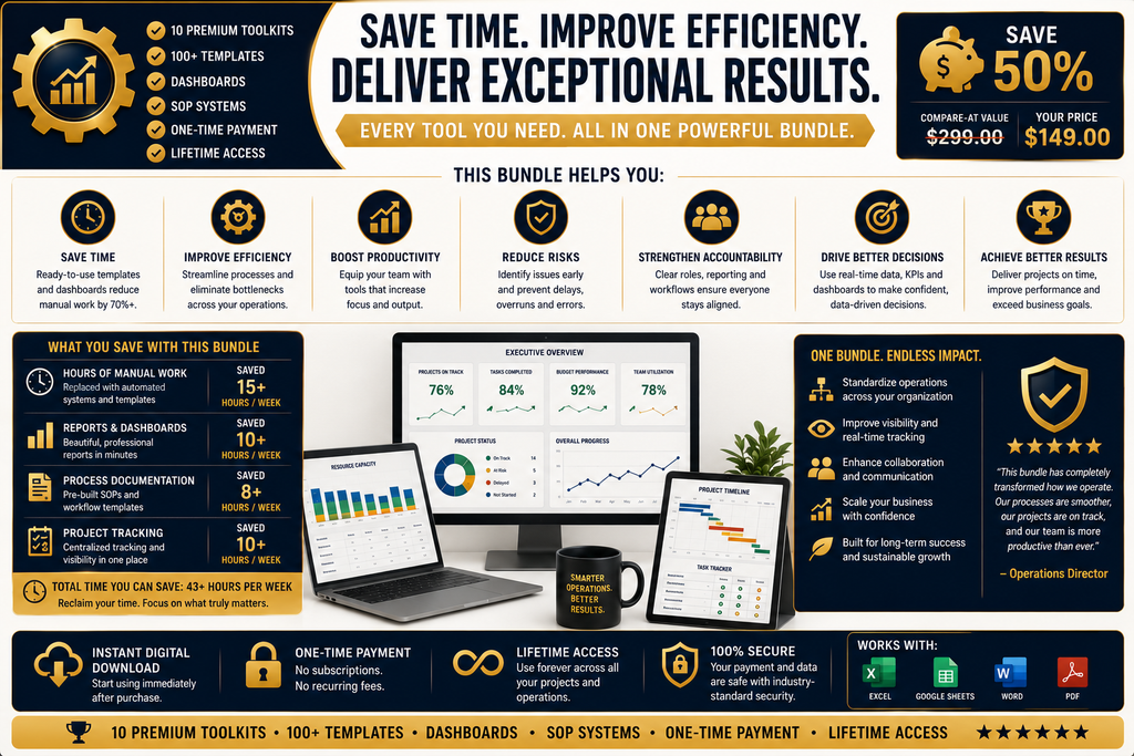 Business Operations & Project Execution Bundle | Templates, Dashboards & Operational Excellence Systems