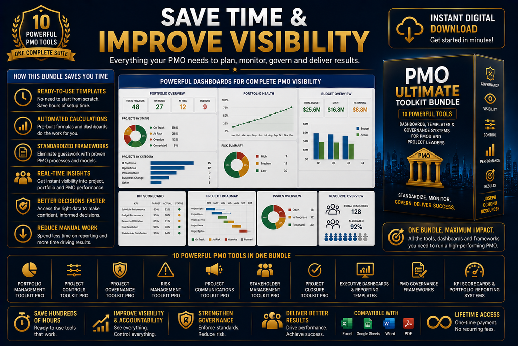 PMO Ultimate Toolkit Bundle | Dashboards, Templates & Governance Systems