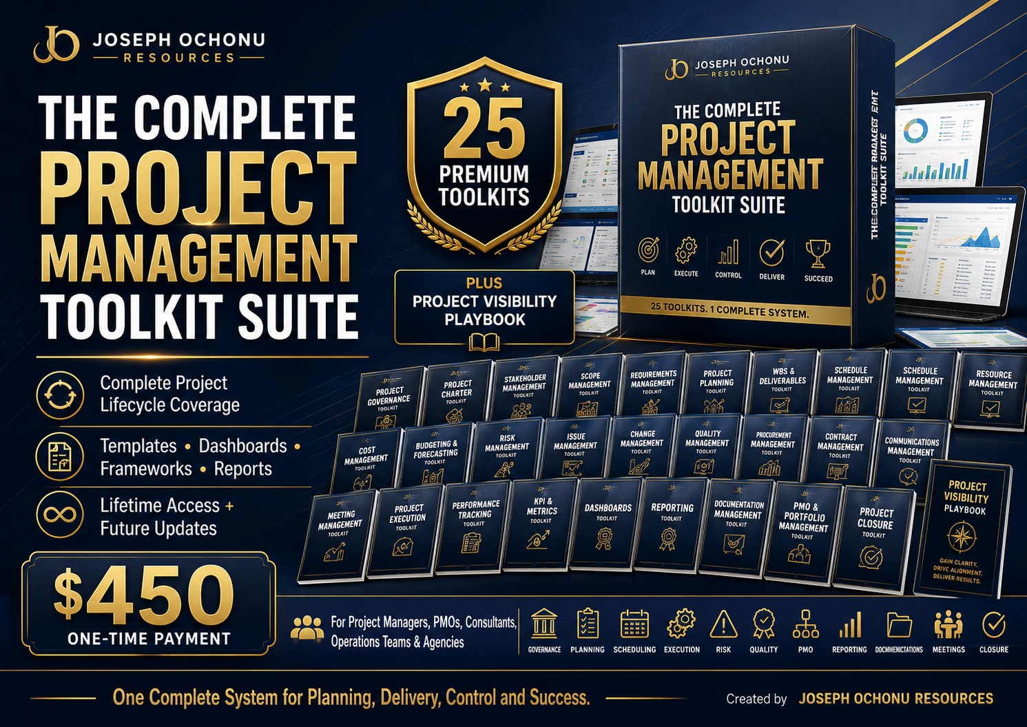 The Complete Project Management Toolkit Suite | 25 Premium Toolkits + Project Visibility Playbook
