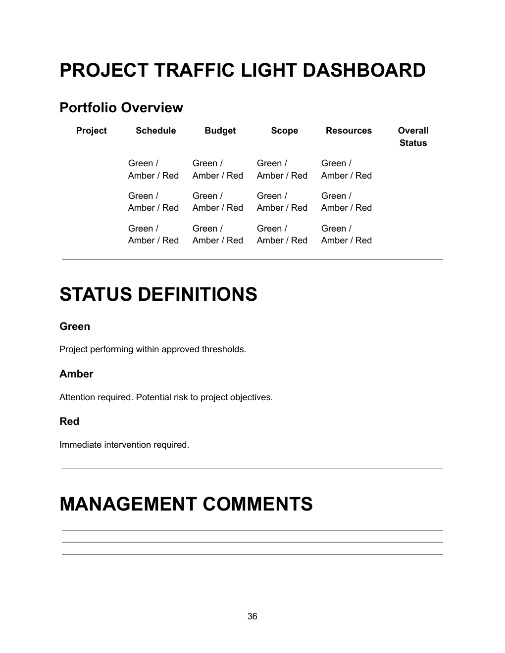 PMO Ultimate Toolkit Bundle — Project Traffic Light Dashboard — Project Status Reporting Toolkit Pro — Physical page 44
