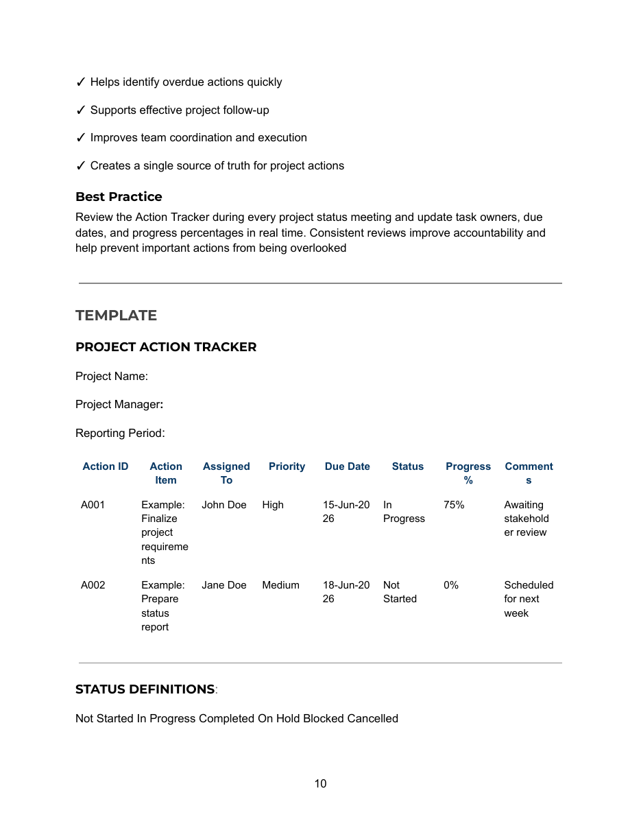 The Project Visibility Bundle — Project Action Tracker